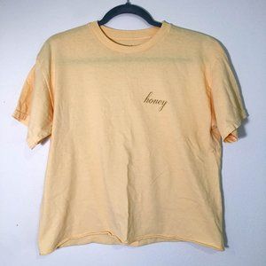 Brandy Melville Yellow Embroidered Tee